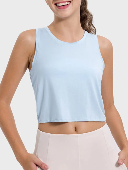 'Vivian' Drawstring Semi Backless Active Tank - Celes Fashion